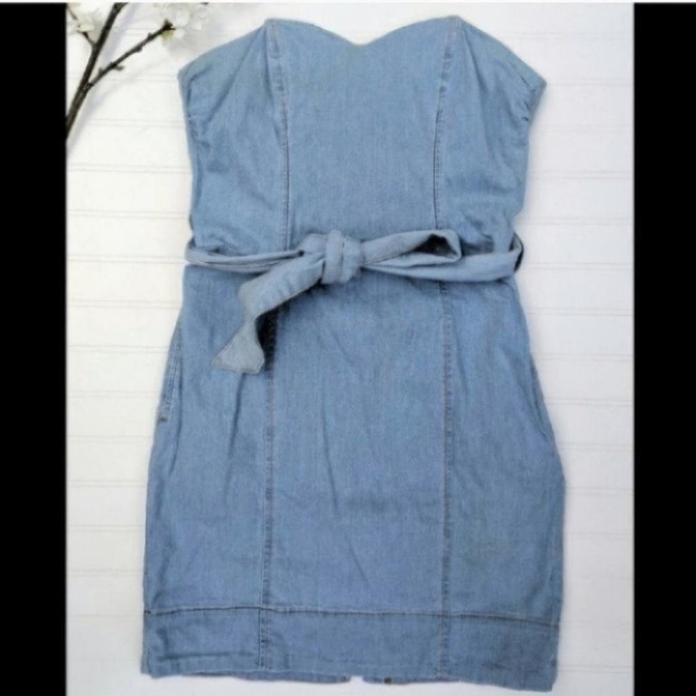 H&M Strapless Denim Sheath Dress